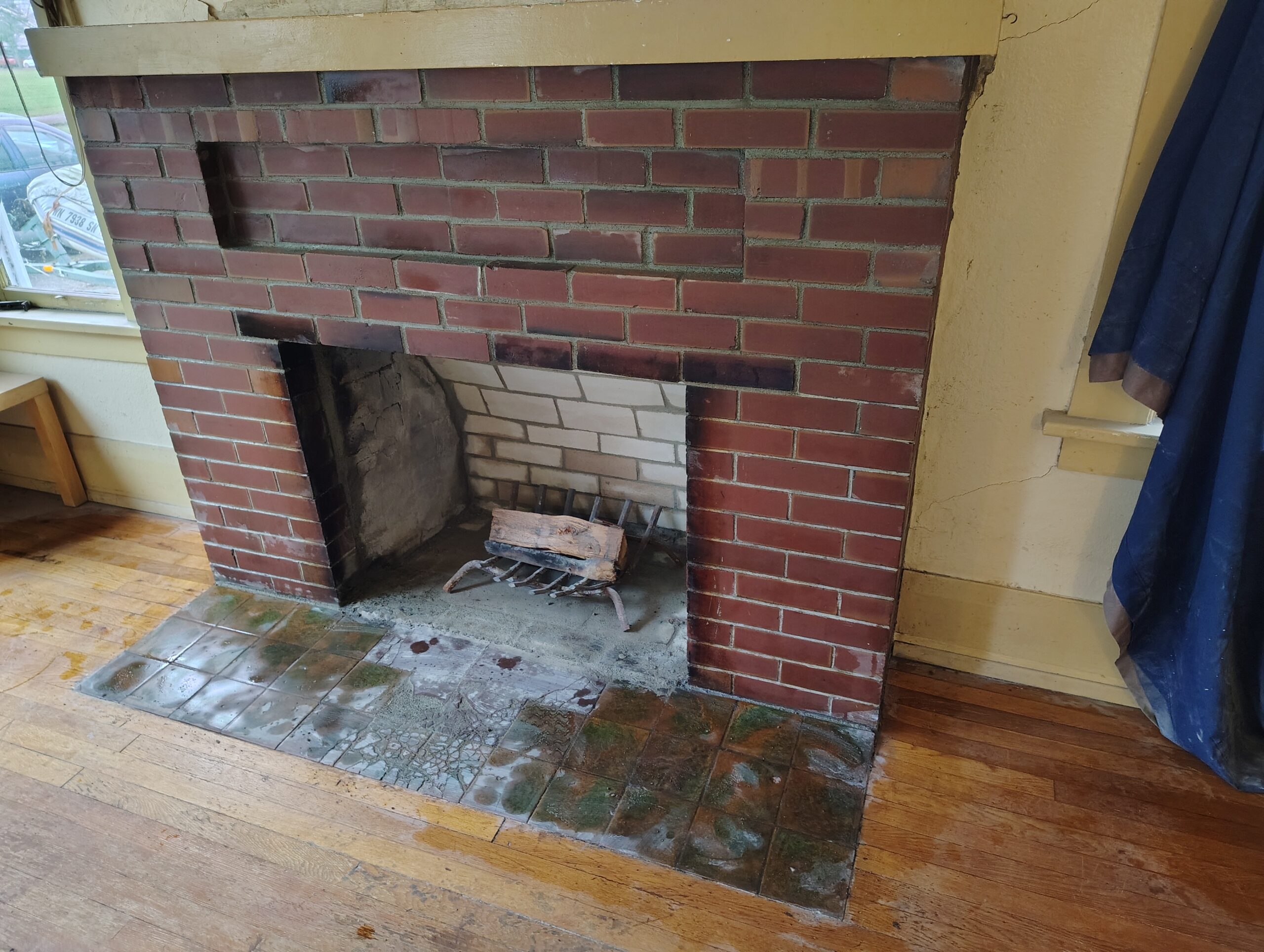 brick restoration fireplace